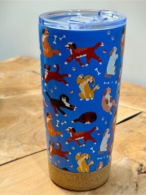 Insulated 20 oz Tumbler with Dog Pattern - Blue
